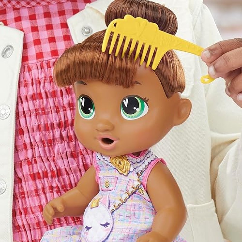 BABY ALIVE BUBBLY TEA PARTY SOPHIA SPARKLE DOLL WITH TEAPOT ACCESSORIES - BROWN HAIR, 11 INCHES - TOYS FOR 3+ YEAR OLDS