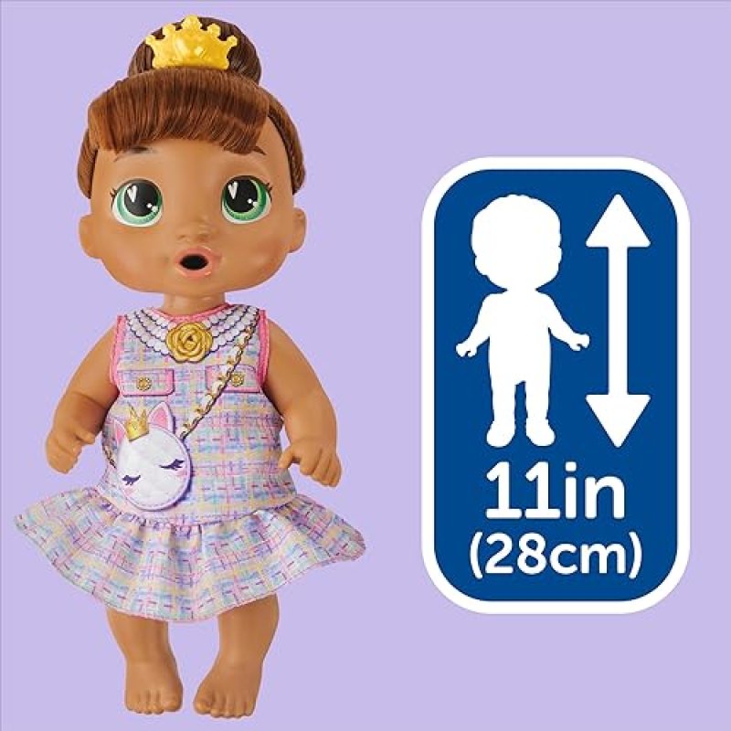 BABY ALIVE BUBBLY TEA PARTY SOPHIA SPARKLE DOLL WITH TEAPOT ACCESSORIES - BROWN HAIR, 11 INCHES - TOYS FOR 3+ YEAR OLDS