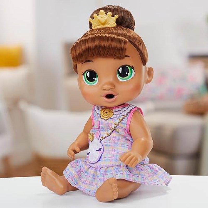 BABY ALIVE BUBBLY TEA PARTY SOPHIA SPARKLE DOLL WITH TEAPOT ACCESSORIES - BROWN HAIR, 11 INCHES - TOYS FOR 3+ YEAR OLDS