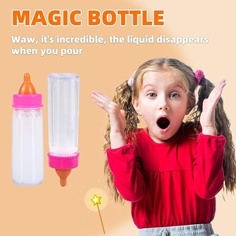 BABY DOLL CARE SET - INCLUDES BOTTLES, PACIFIER, DIAPERS, BIBS - IDEAL PRETEND PLAY GIFT FOR KIDS