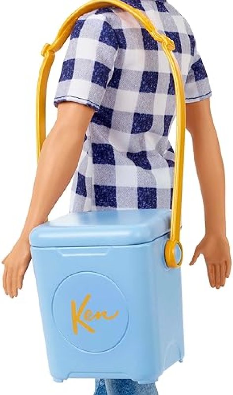 BARBIE CAMPING SET WITH BLONDE KEN DOLL & ACCESSORIES - COOLER, MAP & MORE