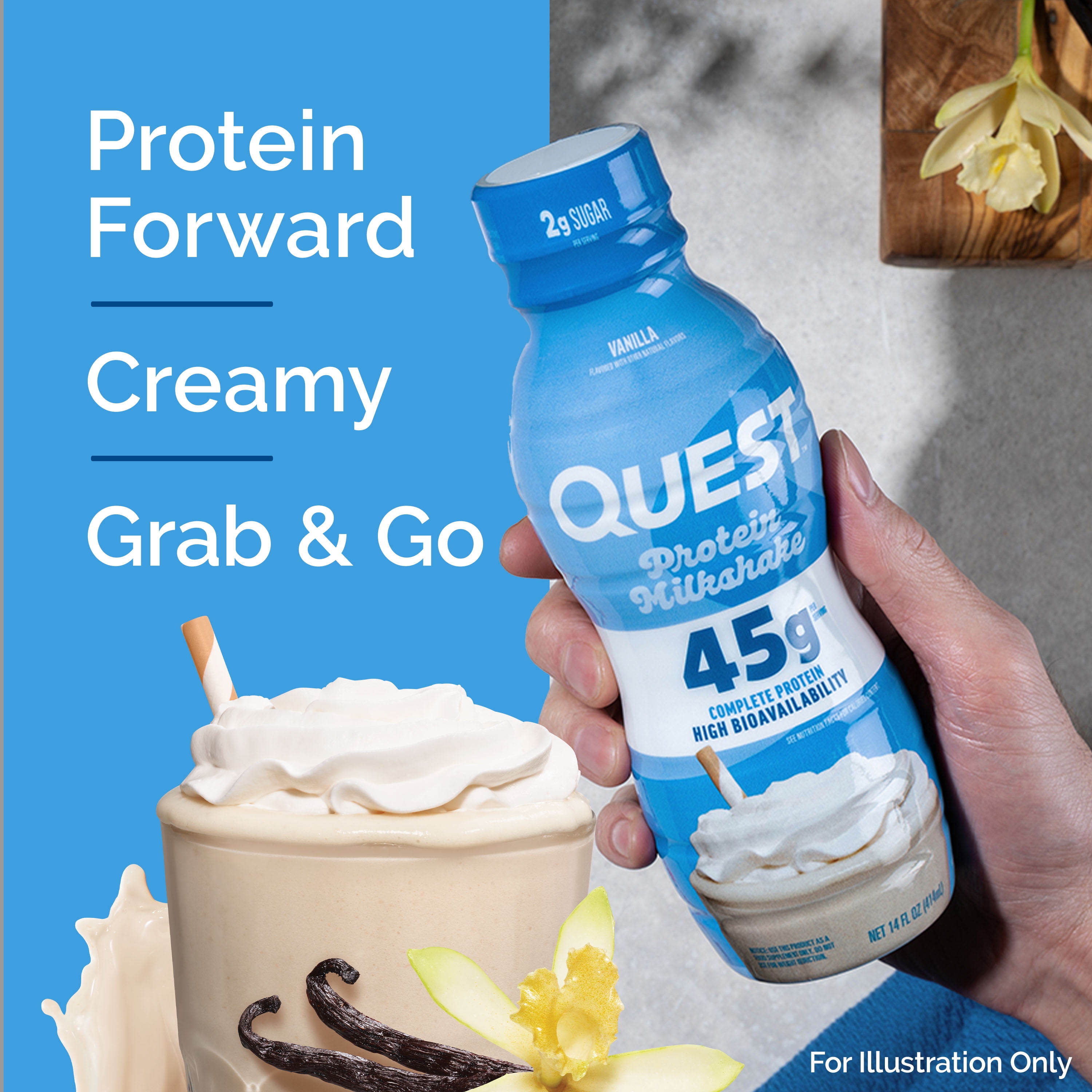 QUEST NUTRITION VANILLA MILKSHAKE READY TO DRINK, 45G HIGH PROTEIN - 4 PACK