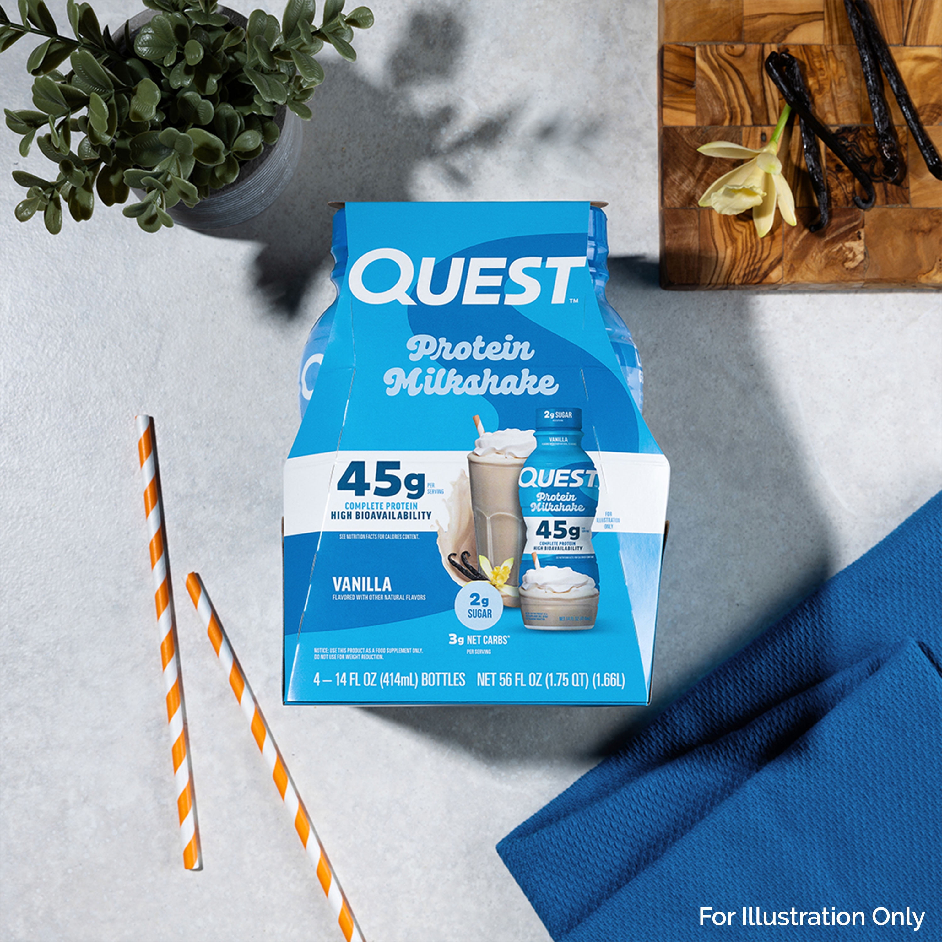 QUEST NUTRITION VANILLA MILKSHAKE READY TO DRINK, 45G HIGH PROTEIN - 4 PACK