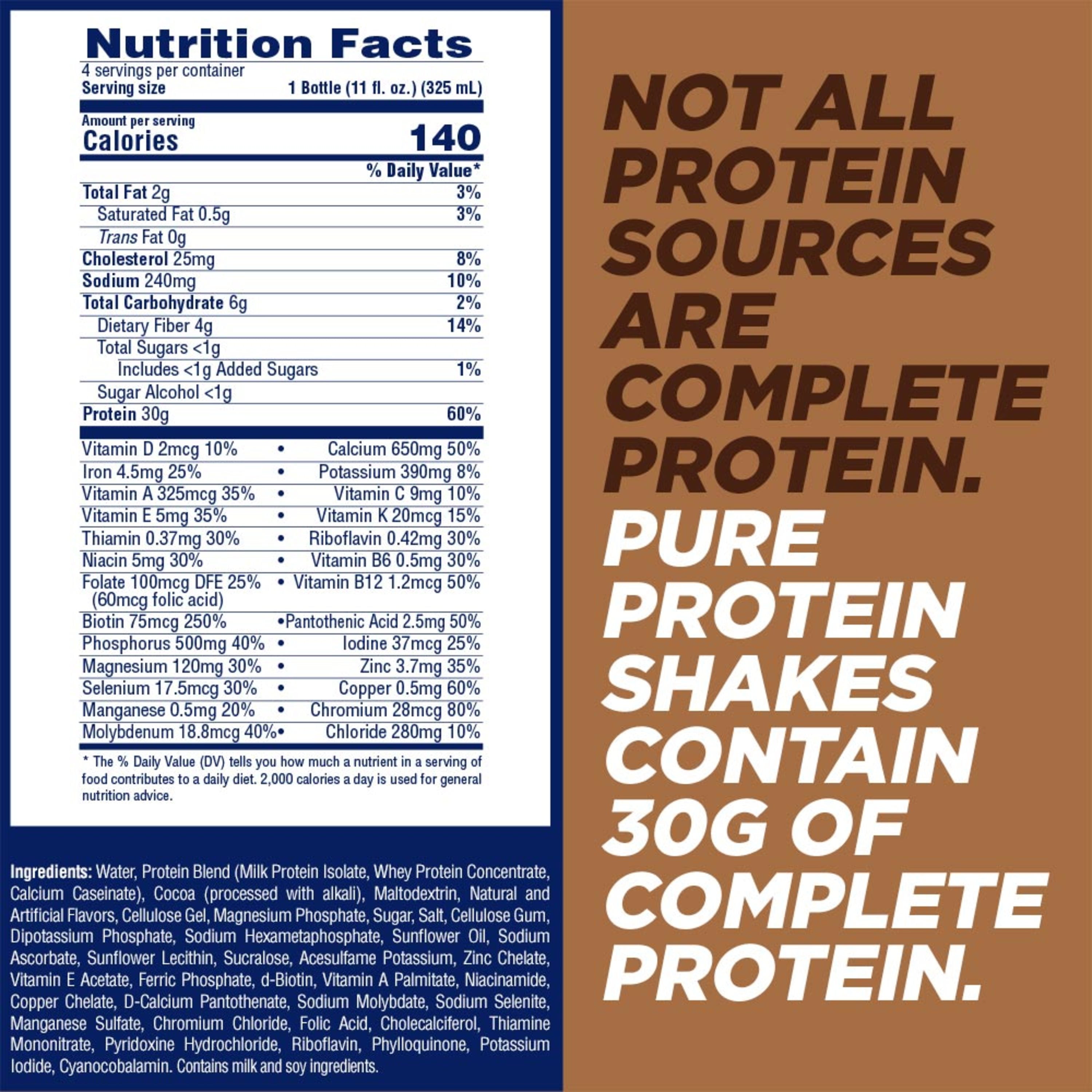 PURE PROTEIN SHAKE - 30G PROTEIN - 11 FL OZ - 12 CT RICH CHOCOLATE