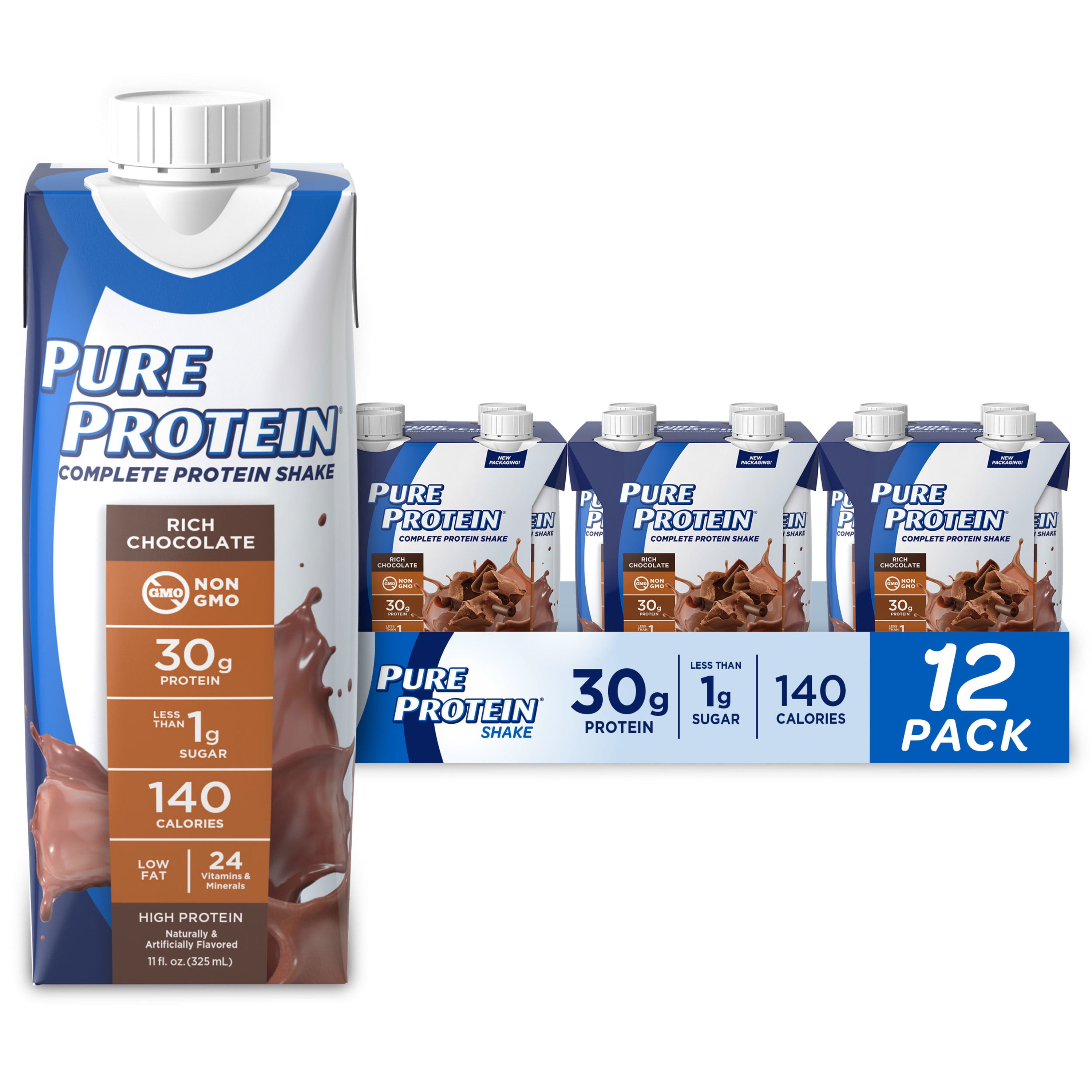 PURE PROTEIN SHAKE - 30G PROTEIN - 11 FL OZ - 12 CT RICH CHOCOLATE