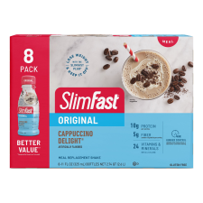 SLIMFAST CAPPUCCINO DELIGHT PROTEIN SHAKE 8-PACK, 11 FL OZ BOTTLE
