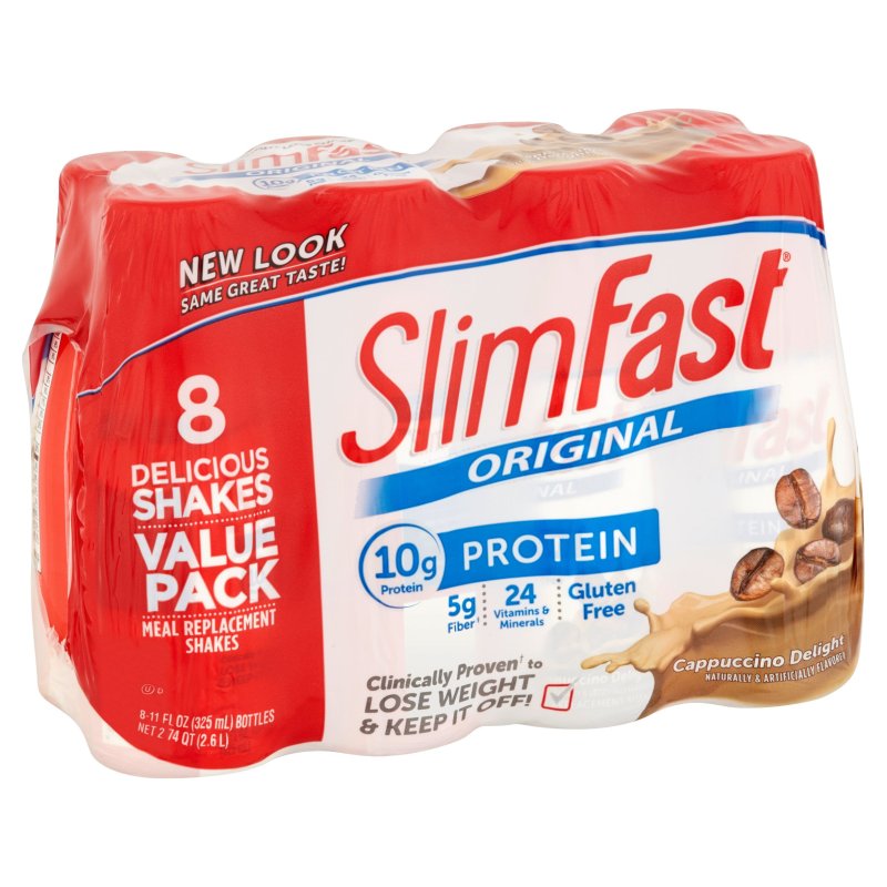SLIMFAST CAPPUCCINO DELIGHT PROTEIN SHAKE 8-PACK, 11 FL OZ BOTTLE