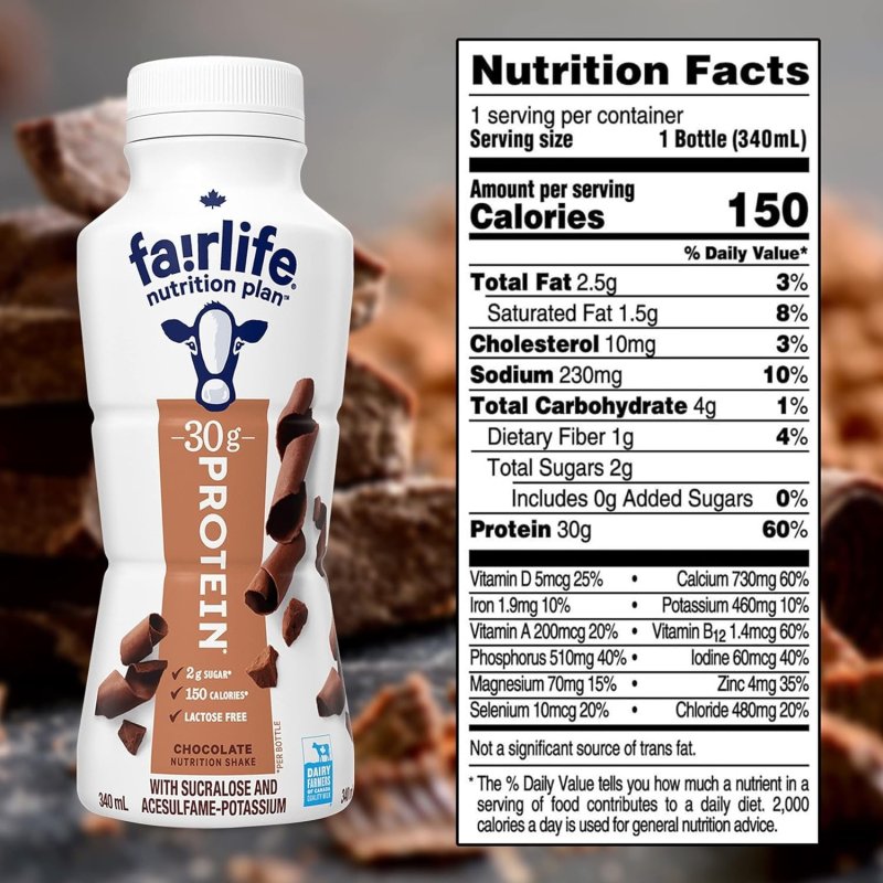 FAIRLIFE CHOCOLATE PROTEIN SHAKES 11.5OZ - PACK OF 6, NUTRITION PLAN
