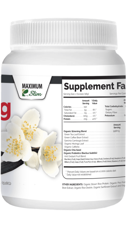 MAXIMUM SLIM ORGANIC WHEY PROTEIN POWDER - CREAMY VANILLA FAT BURNING SHAKE