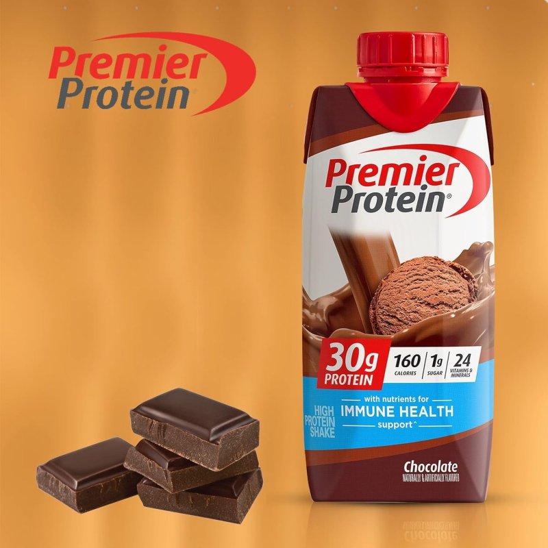 PREMIER PROTEIN SHAKES VARIETY PACK - 10 LOW CARB HIGH PROTEIN DRINKS WITH 5 FLAVORS - CHOCOLATE, STRAWBERRY, VANILLA, BANANA, CARAMEL + 10 STRAWS