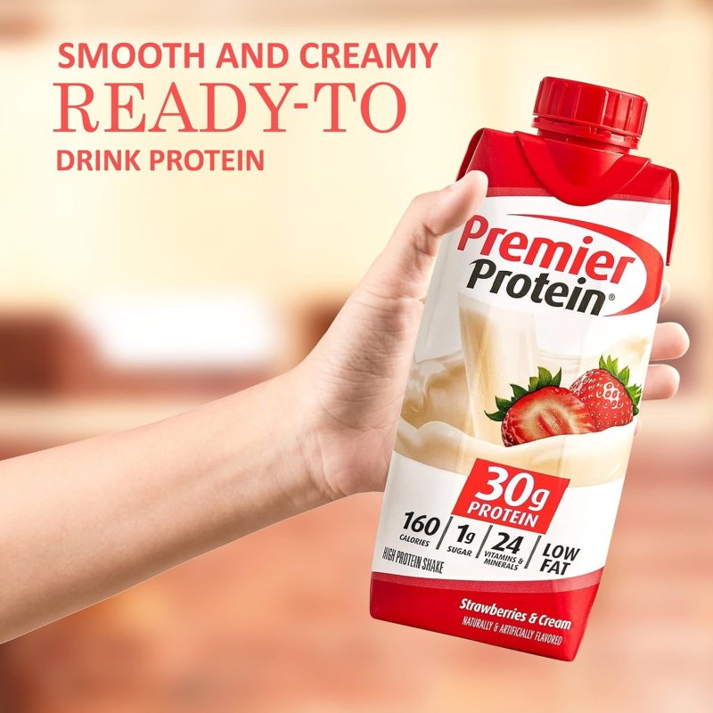 PREMIER PROTEIN SHAKES VARIETY PACK - 10 LOW CARB HIGH PROTEIN DRINKS WITH 5 FLAVORS - CHOCOLATE, STRAWBERRY, VANILLA, BANANA, CARAMEL + 10 STRAWS