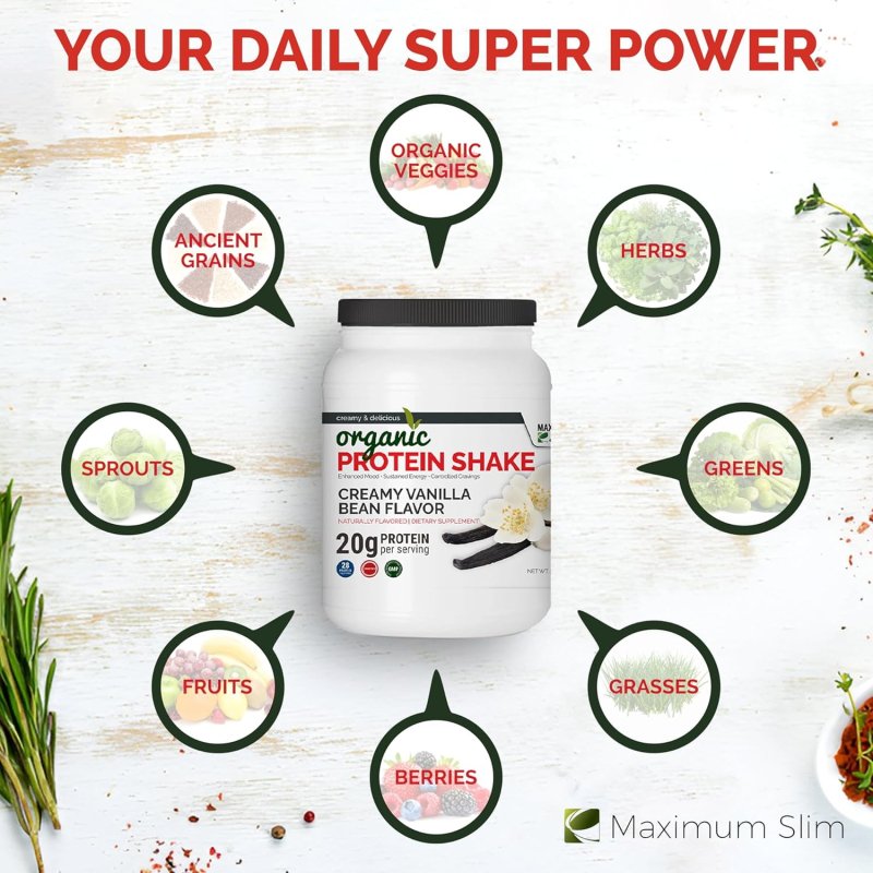 MAXIMUM SLIM ORGANIC CREAMY VANILLA BEAN PROTEIN SHAKE