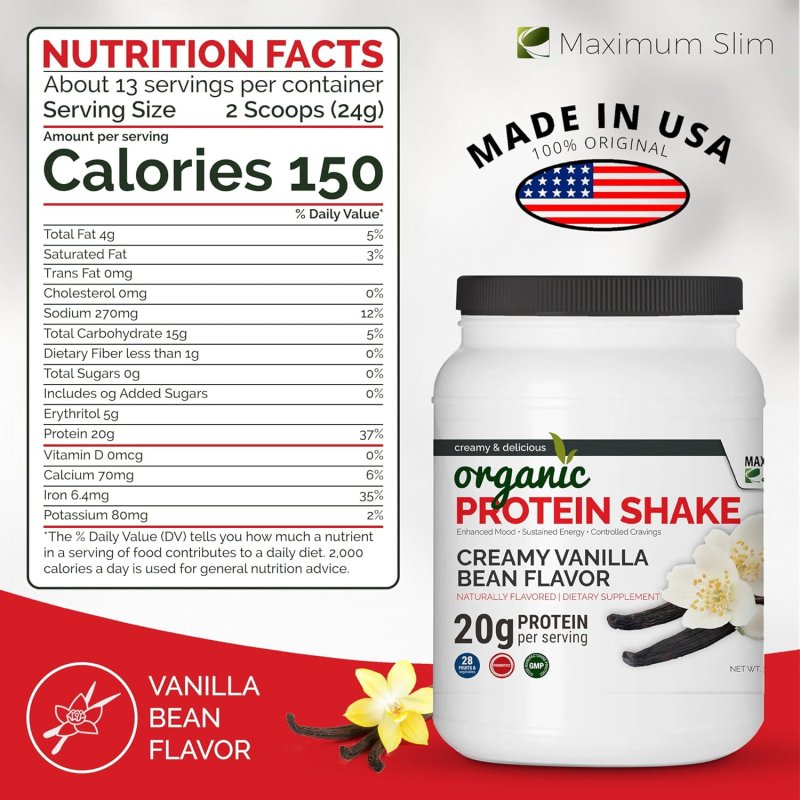 MAXIMUM SLIM ORGANIC CREAMY VANILLA BEAN PROTEIN SHAKE