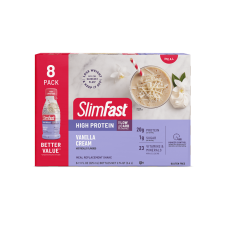 SLIMFAST VANILLA CREAM HIGH PROTEIN SHAKE, 11 FL OZ BOTTLE, 8 PACK