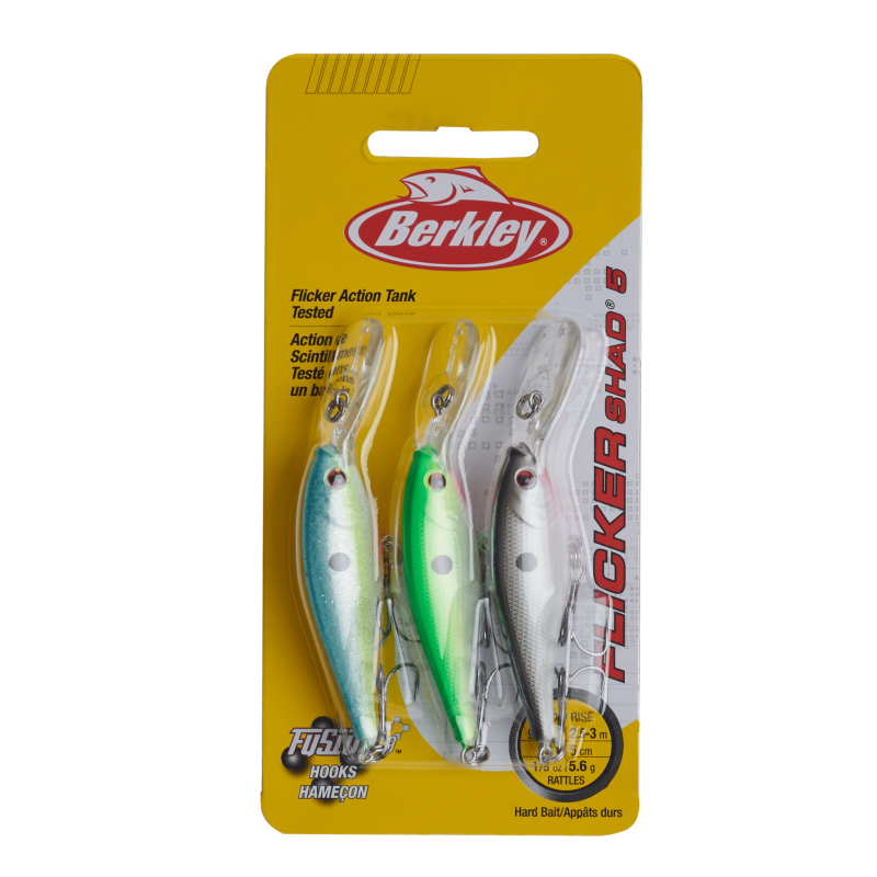 BERKLEY FLICKER SHAD FISHING LURE 3-PACK IN ASSORTED COLORS