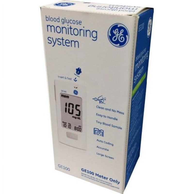GE100 BLOOD GLUCOSE METER 2-PACK: ACCURATE MONITORING FOR DIABETES