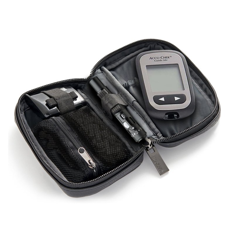 ACCU-CHEK DIABETES MONITOR KIT: MYABETIC JAMES CASE, GUIDE ME METER, LANCETS, STRIPS, CONTROL SOLUTION