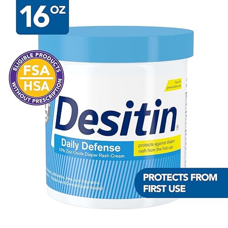 DESITIN DAILY DEFENSE BABY DIAPER RASH CREAM - 13% ZINC OXIDE, HYPOALLERGENIC, 16 OZ