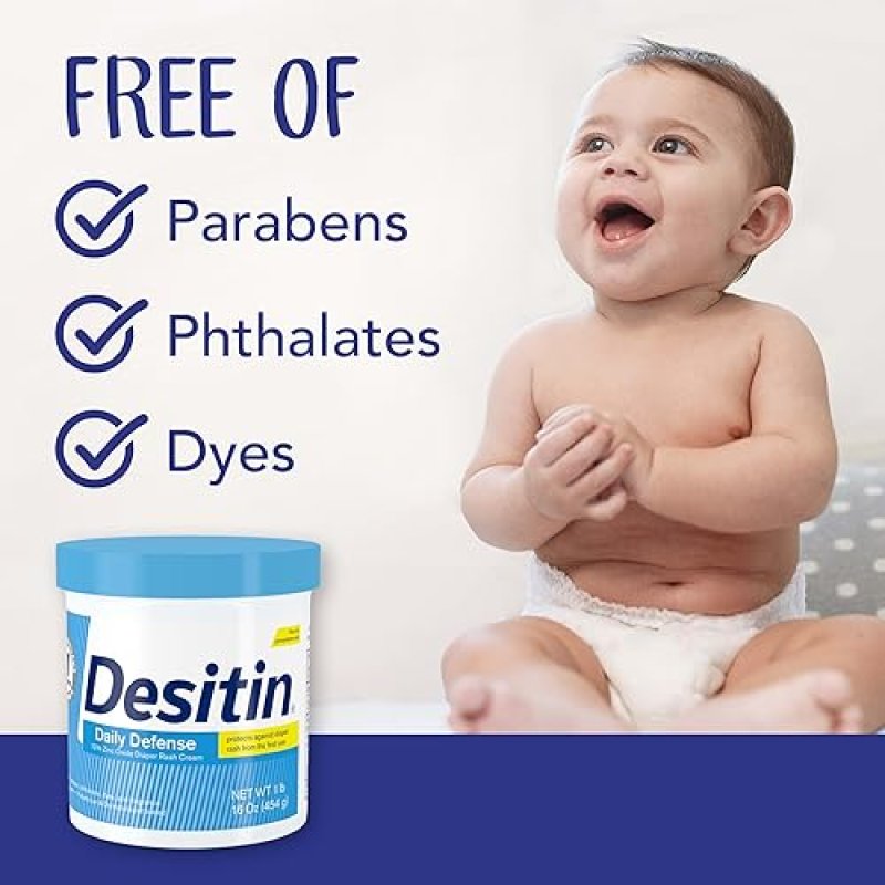 DESITIN DAILY DEFENSE BABY DIAPER RASH CREAM - 13% ZINC OXIDE, HYPOALLERGENIC, 16 OZ