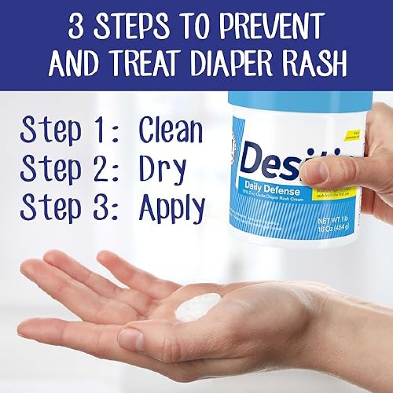 DESITIN DAILY DEFENSE BABY DIAPER RASH CREAM - 13% ZINC OXIDE, HYPOALLERGENIC, 16 OZ