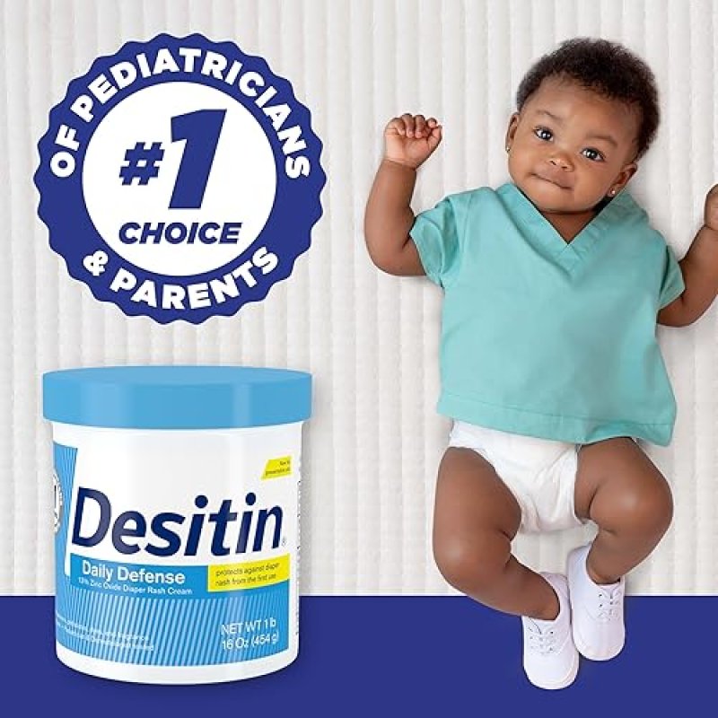 DESITIN DAILY DEFENSE BABY DIAPER RASH CREAM - 13% ZINC OXIDE, HYPOALLERGENIC, 16 OZ