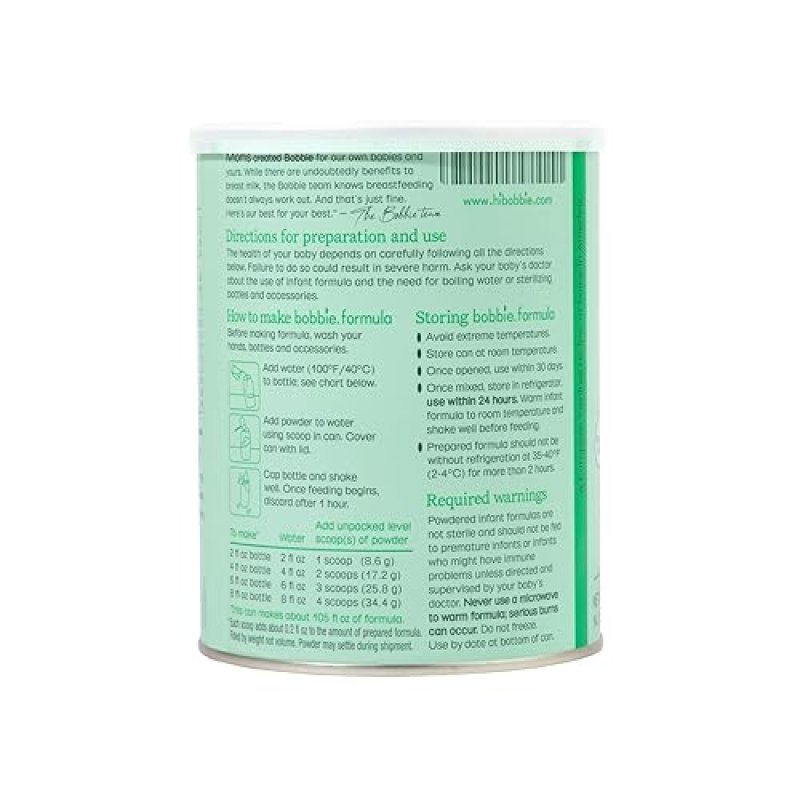 BOBBIE GRASS FED WHOLE MILK INFANT FORMULA FOR NEWBORN TO 12 MONTHS, 14.1 OZ