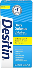 DESITIN DAILY DEFENSE BABY DIAPER RASH CREAM WITH 13% ZINC OXIDE - 2 OZ, HYPOALLERGENIC & TRAVEL-FRIENDLY