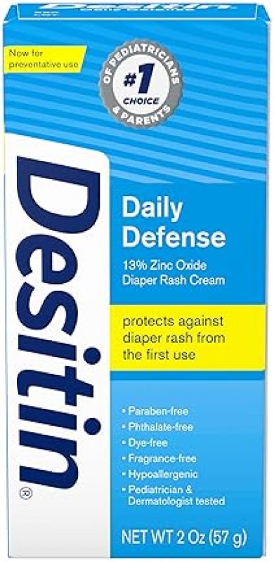 DESITIN DAILY DEFENSE BABY DIAPER RASH CREAM WITH 13% ZINC OXIDE - 2 OZ, HYPOALLERGENIC & TRAVEL-FRIENDLY