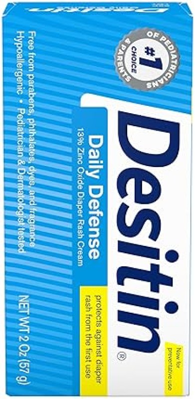 DESITIN DAILY DEFENSE BABY DIAPER RASH CREAM WITH 13% ZINC OXIDE - 2 OZ, HYPOALLERGENIC & TRAVEL-FRIENDLY