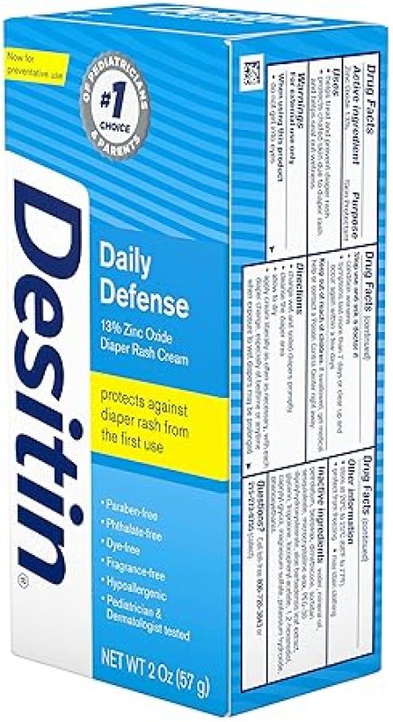 DESITIN DAILY DEFENSE BABY DIAPER RASH CREAM WITH 13% ZINC OXIDE - 2 OZ, HYPOALLERGENIC & TRAVEL-FRIENDLY