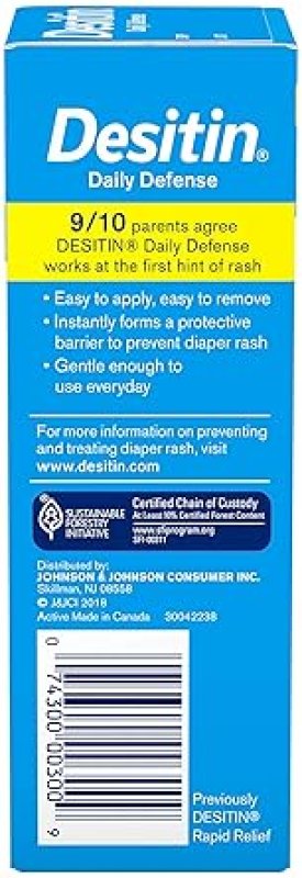 DESITIN DAILY DEFENSE BABY DIAPER RASH CREAM WITH 13% ZINC OXIDE - 2 OZ, HYPOALLERGENIC & TRAVEL-FRIENDLY