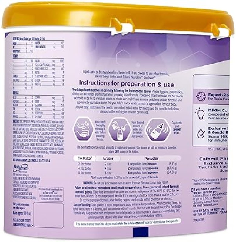 ENFAMIL NEUROPRO GENTLEASE BABY FORMULA 19.5 OZ WITH DHA & PREBIOTICS
