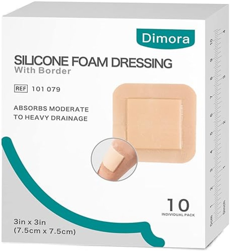 DIMORA SILICONE FOAM DRESSING 3"X3" WATERPROOF WOUND CARE BANDAGE 10 PACK - FSA/HSA APPROVED