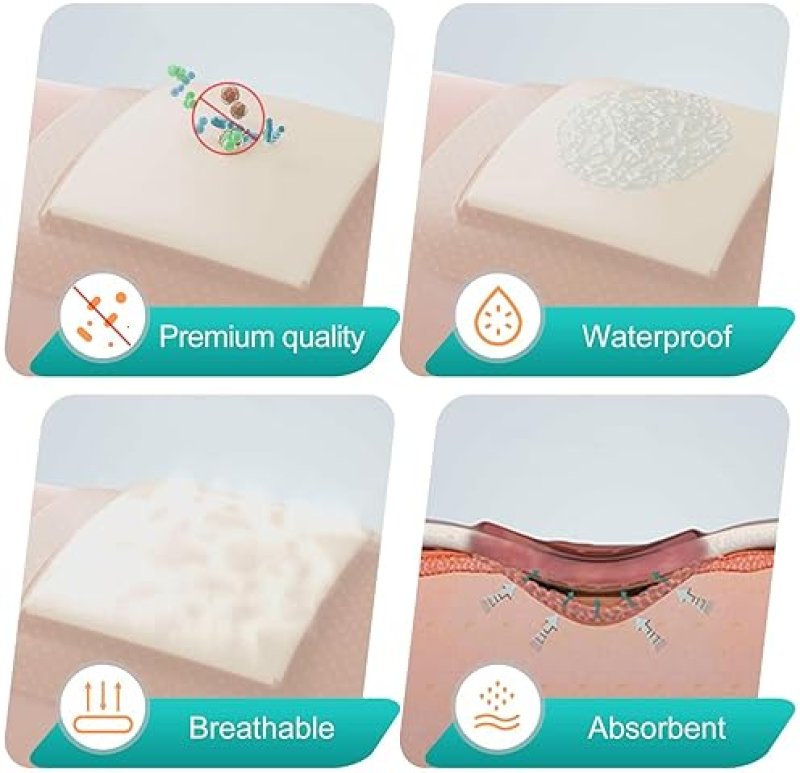DIMORA SILICONE FOAM DRESSING 3"X3" WATERPROOF WOUND CARE BANDAGE 10 PACK - FSA/HSA APPROVED