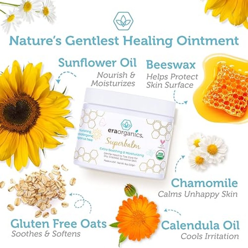 ERA ORGANIC HEALING BABY OINTMENT FOR SENSITIVE SKIN - USDA CERTIFIED (4 OZ.)