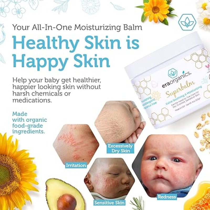 ERA ORGANIC HEALING BABY OINTMENT FOR SENSITIVE SKIN - USDA CERTIFIED (4 OZ.)