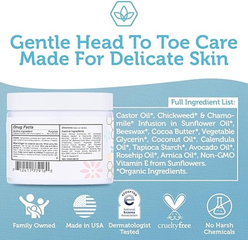 ERA ORGANIC HEALING BABY OINTMENT FOR SENSITIVE SKIN - USDA CERTIFIED (4 OZ.)