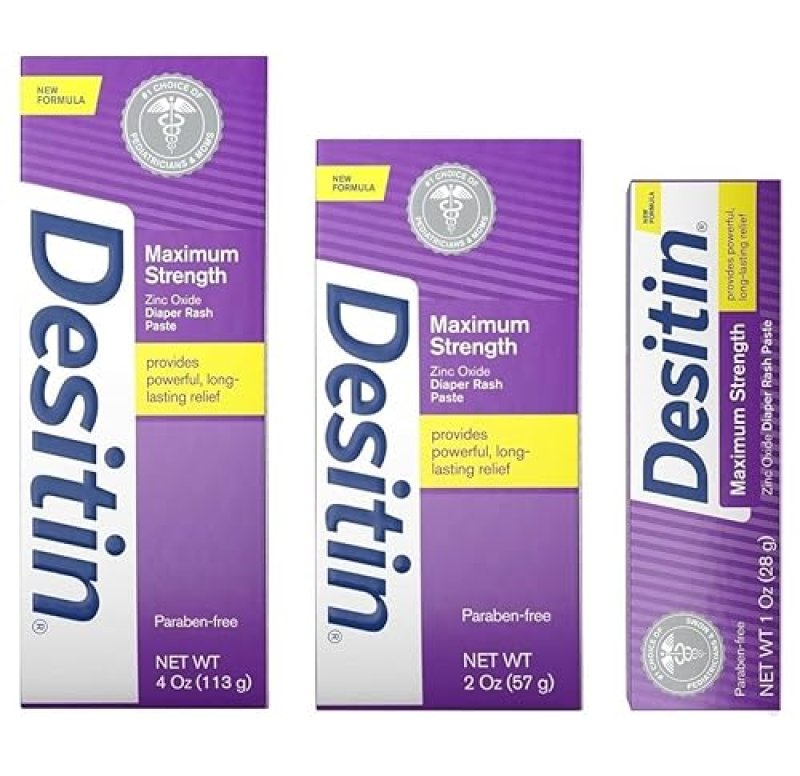 DESITIN MAXIMUM STRENGTH DIAPER RASH PASTE BUNDLE PACK - 3 SIZES: 4 OZ, 2 OZ, 1 OZ