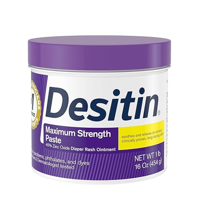 DESITIN MAXIMUM STRENGTH BABY DIAPER RASH CREAM - 40% ZINC OXIDE, HYPOALLERGENIC, 16 OZ