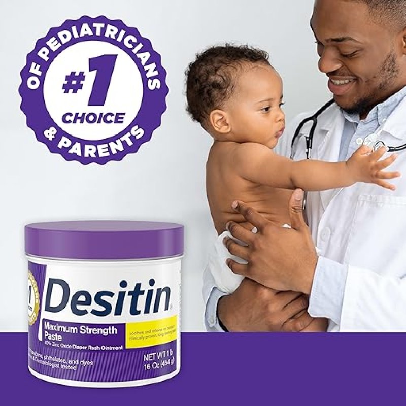 DESITIN MAXIMUM STRENGTH BABY DIAPER RASH CREAM - 40% ZINC OXIDE, HYPOALLERGENIC, 16 OZ
