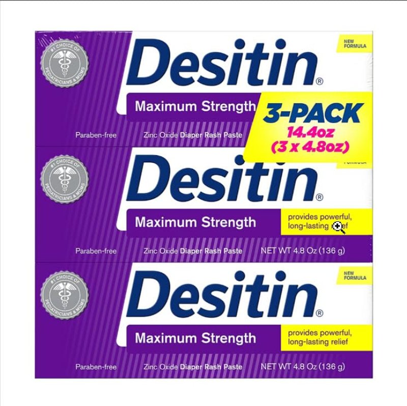 DESITINN MAXIMUM STRENGTH BABY DIAPER RASH CREAM 4.8 OZ (PACK OF 3)