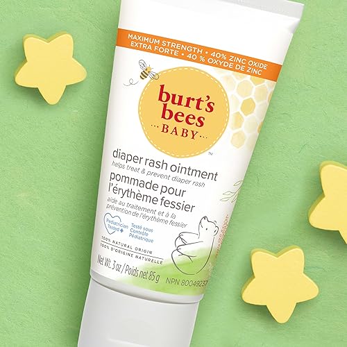 BURTS BEES BABY DIAPER RASH OINTMENT CREAM - 40% ZINC OXIDE, 100% NATURAL, PEDIATRICIAN TESTED - 3 OZ X 2 PACK
