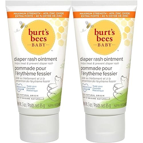BURTS BEES BABY DIAPER RASH OINTMENT CREAM - 40% ZINC OXIDE, 100% NATURAL, PEDIATRICIAN TESTED - 3 OZ X 2 PACK