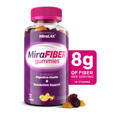 MIRALAX MIRAFIBER GUMMIES: 8G PREBIOTIC FIBER FOR METABOLISM SUPPORT, 72 COUNT