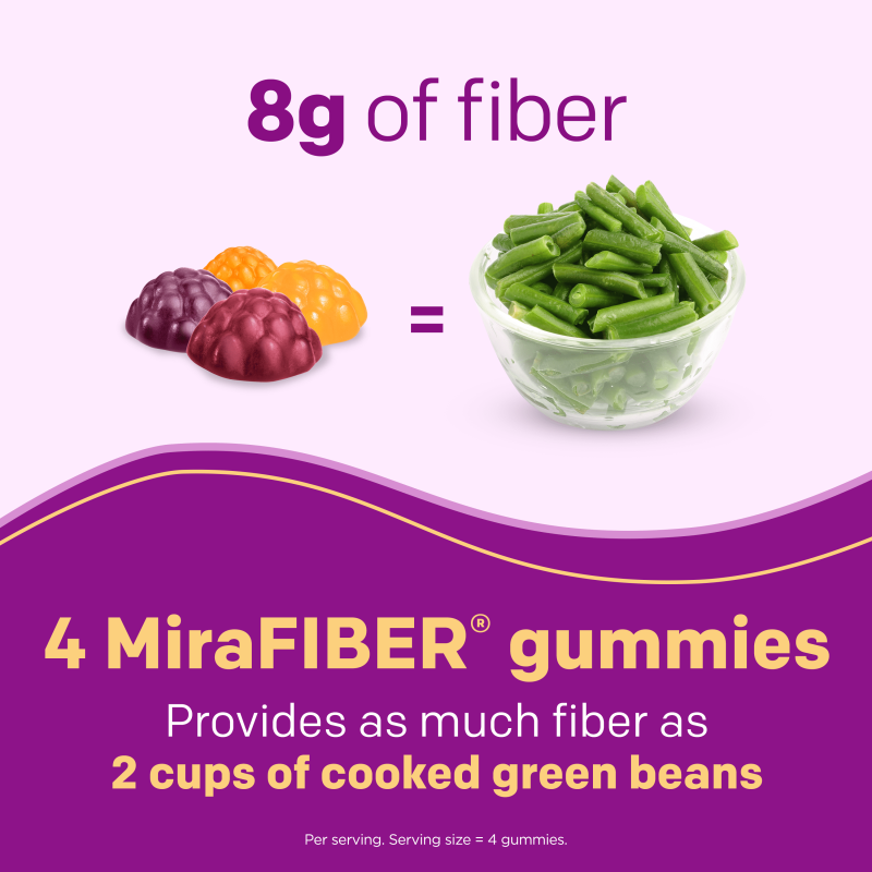 MIRALAX MIRAFIBER GUMMIES: 8G PREBIOTIC FIBER FOR METABOLISM SUPPORT, 72 COUNT