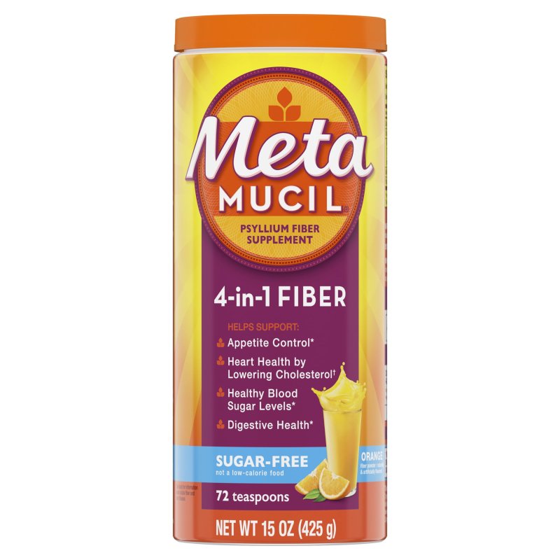 METAMUCIL SUGAR-FREE FIBER POWDER FOR DIGESTIVE HEALTH, ORANGE FLAVOR - 72 SERVINGS