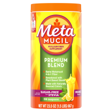 METAMUCIL FIBER POWDER WITH STEVIA FOR DIGESTIVE HEALTH - ORANGE, 114 SERVINGS