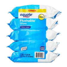 EQUATE FLUSHABLE WIPES, FRESH SCENT, 5 PACKS - 240 TOTAL WIPES