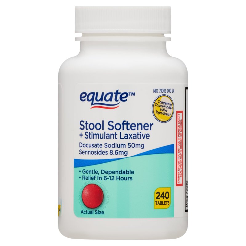 EQUATE STOOL SOFTENER & STIMULANT LAXATIVE TABLETS, 240 COUNT - CONSTIPATION RELIEF
