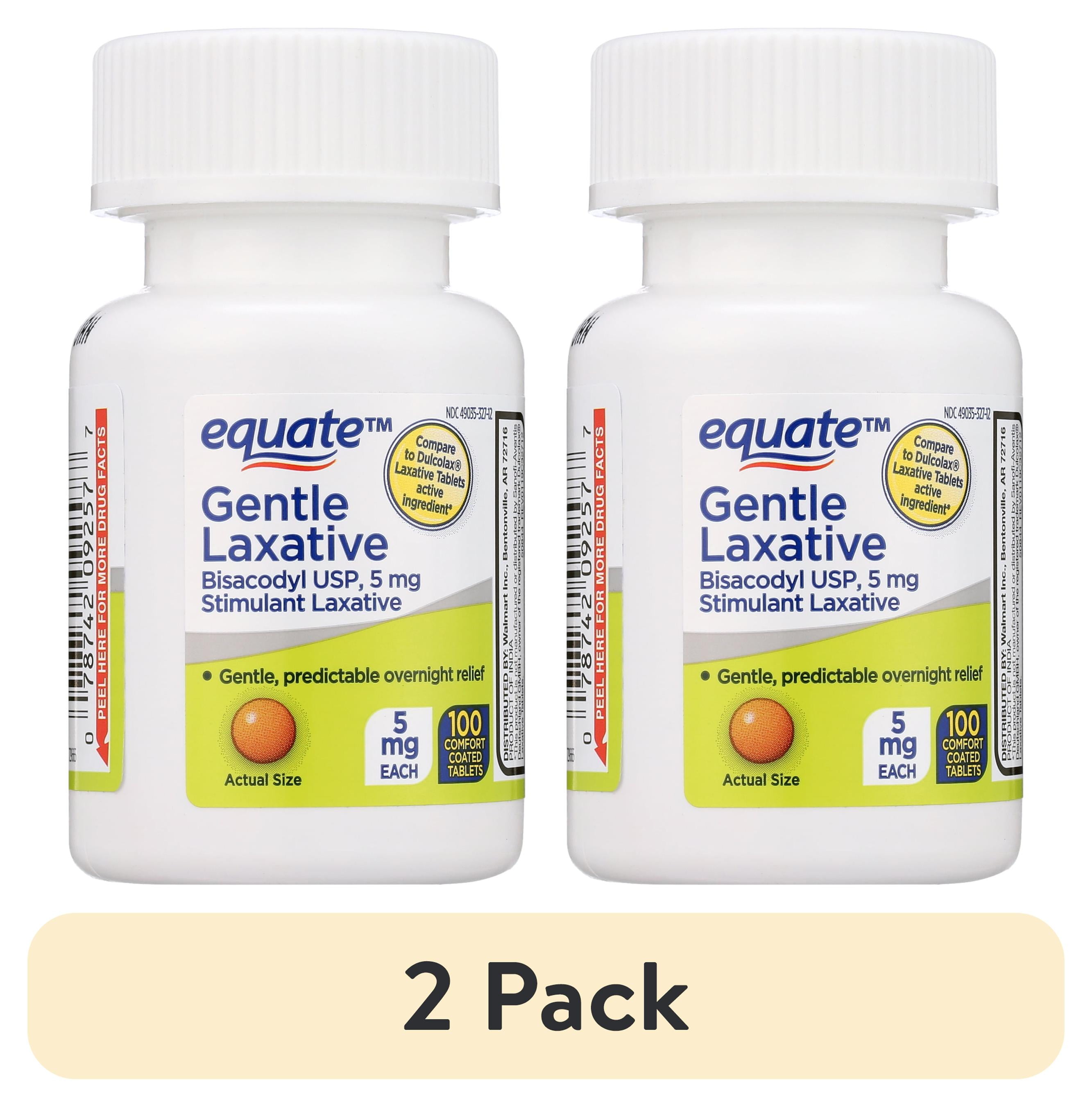 EQUATE BISACODYL USP LAXATIVE TABLETS, 5MG, 100CT - 2 PACK